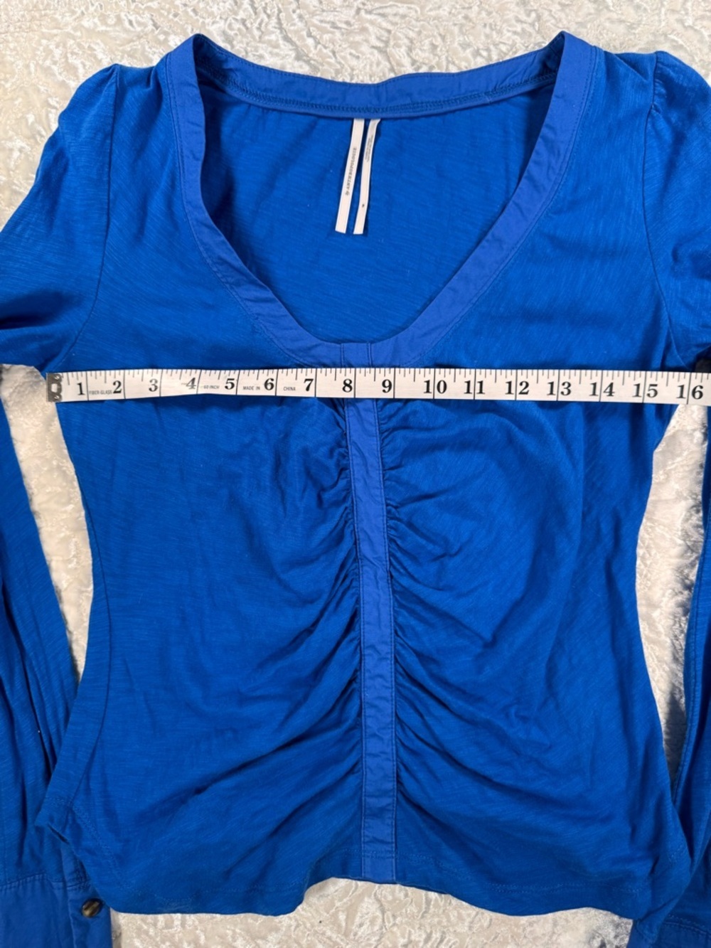 Anthropologie Royal Blue Scoop-Neck Long Sleeve Top - Picture 3 of 4